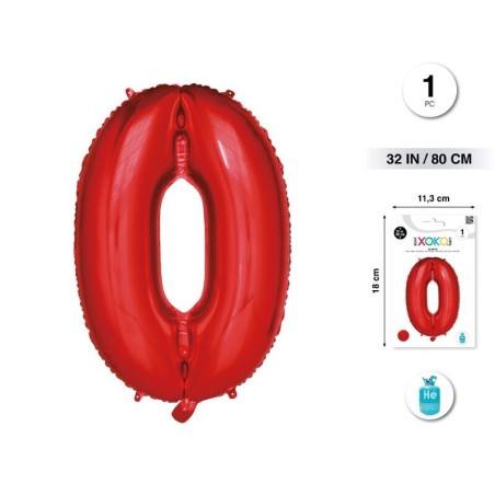 Globo numero Rojo 80 cm helio o aire 8433584920006 92000