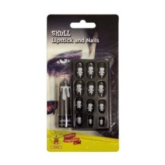 Set pintalabios negro y unas negras calaveras 82686336604 33660