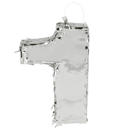 Piñata numero en plata cumpleaños 25 cm
