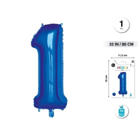 Globo numero azul 80 cm helio o aire
