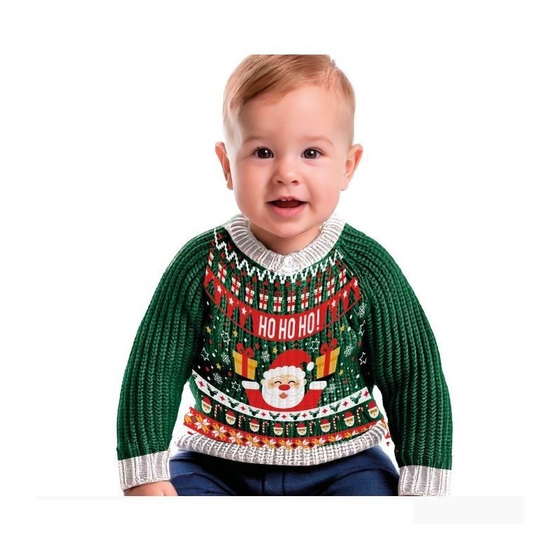 Jersey navideño Santa para bebe 12-18 meses lana