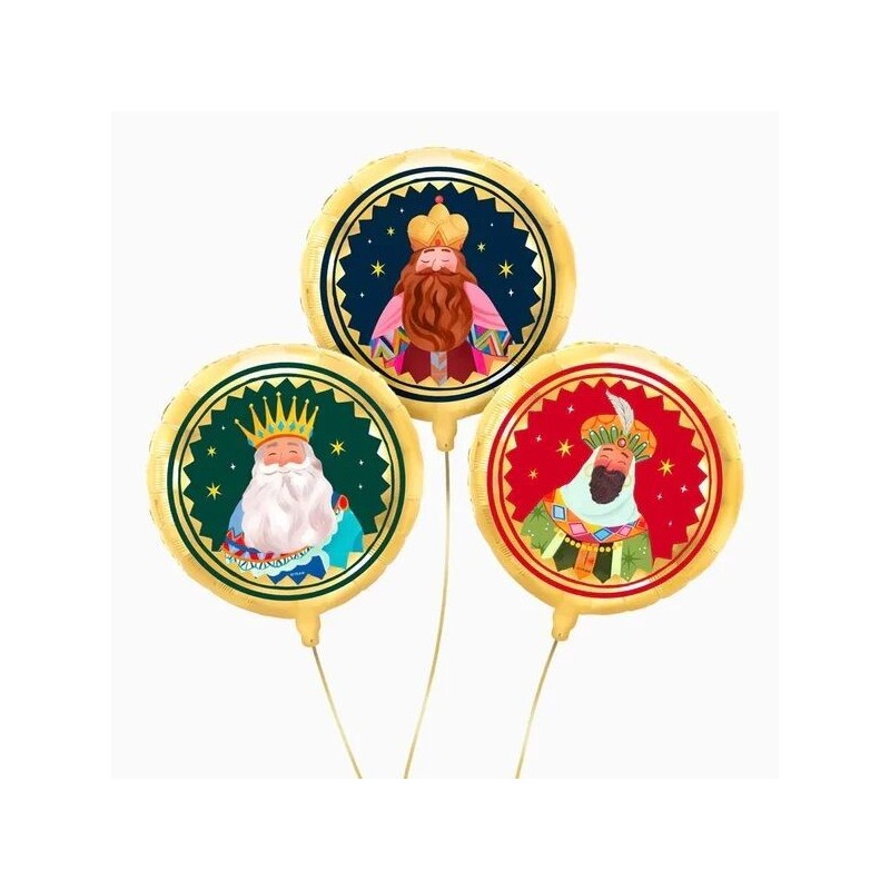 Globos reyes magos redondos 3 uds de 43 cm