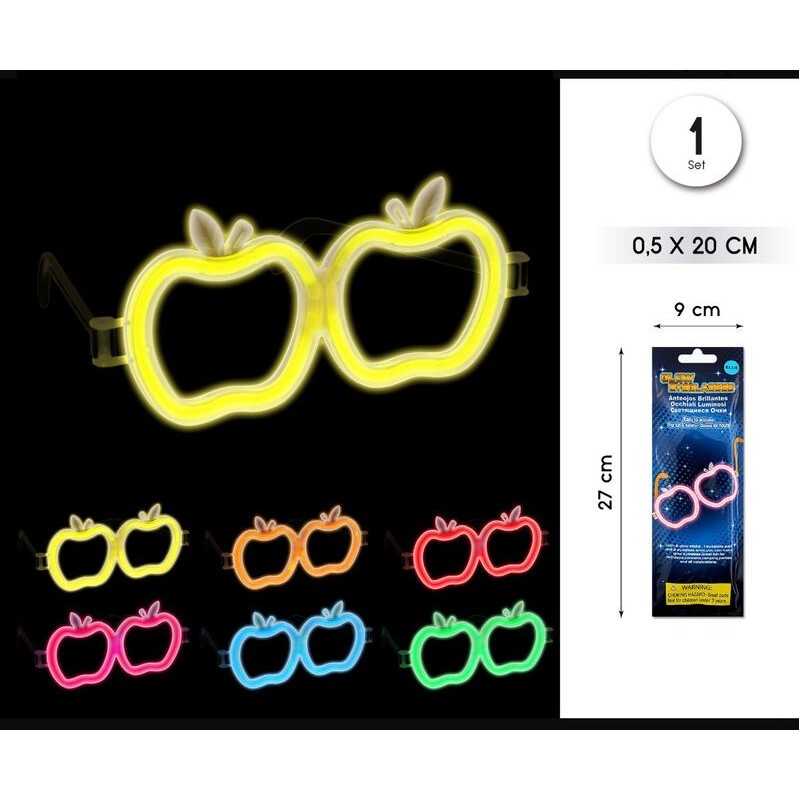 Gafas neon glow forma manzana