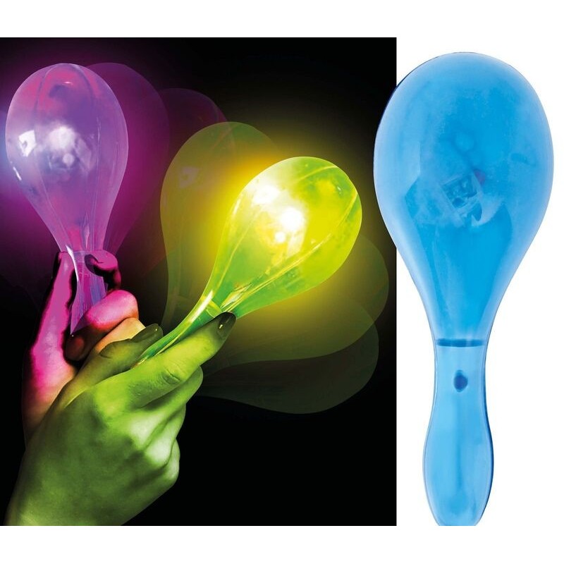 Maraca con luz led 15 cm colores surtidos 1 Ud