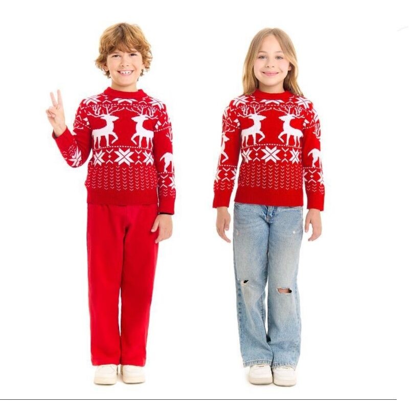 Jersey navidad rojo renos infantil