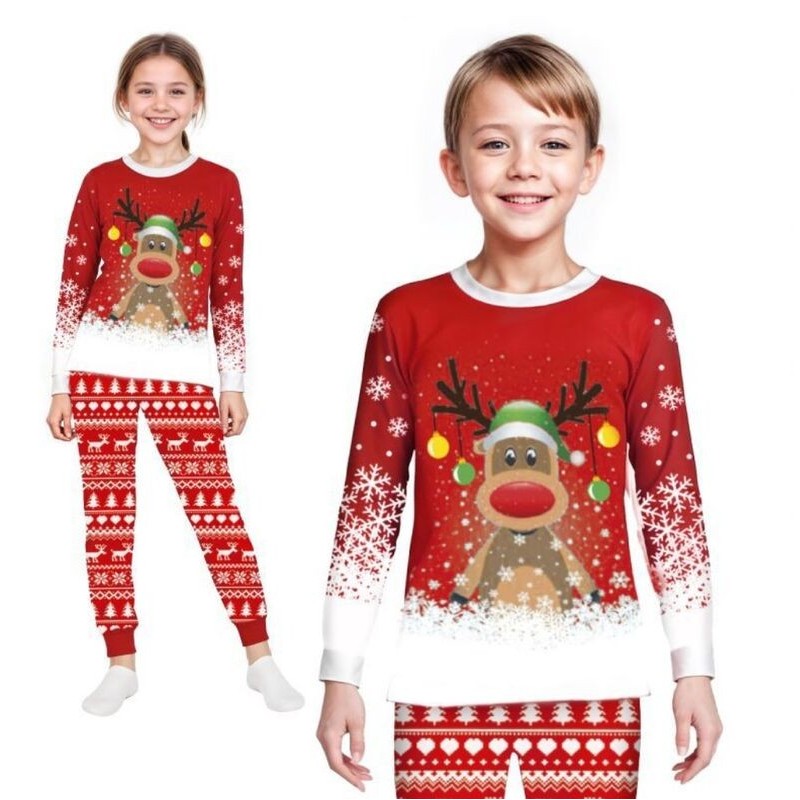 Pijama navideño rojo reno infantil