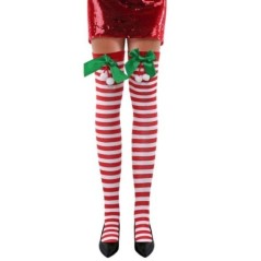 medias elfo rayas rojas y blancas lazo verde 33866 8433584338665