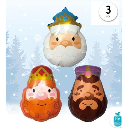 globos cara reyes magos 3 us 42x58 cm helio o aire 95226 8433584952267