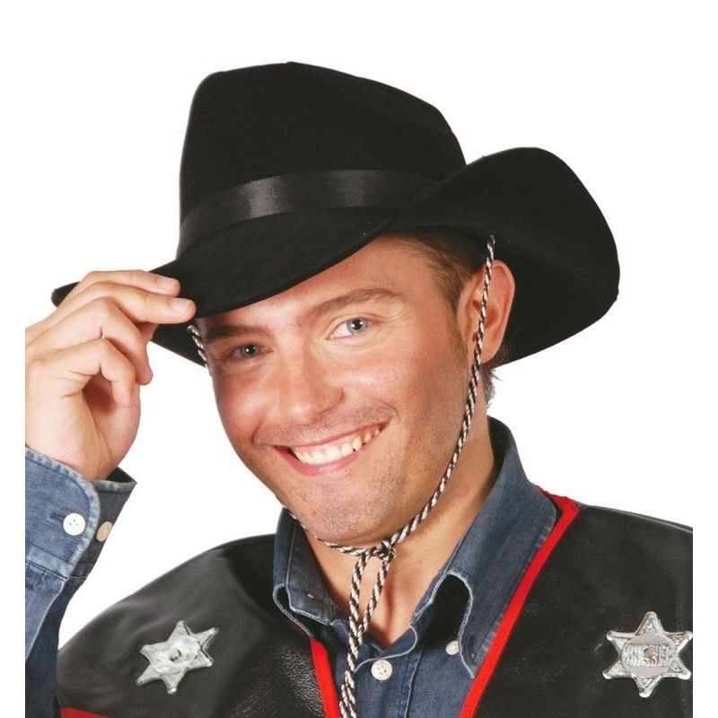 Sombrero vaquero flocado negro del oeste