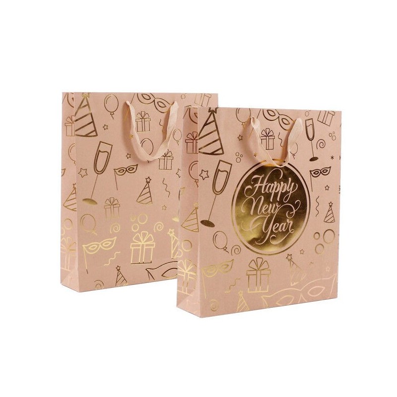 Bolsa cotillon fin de año oro con asa 36x42x9,5