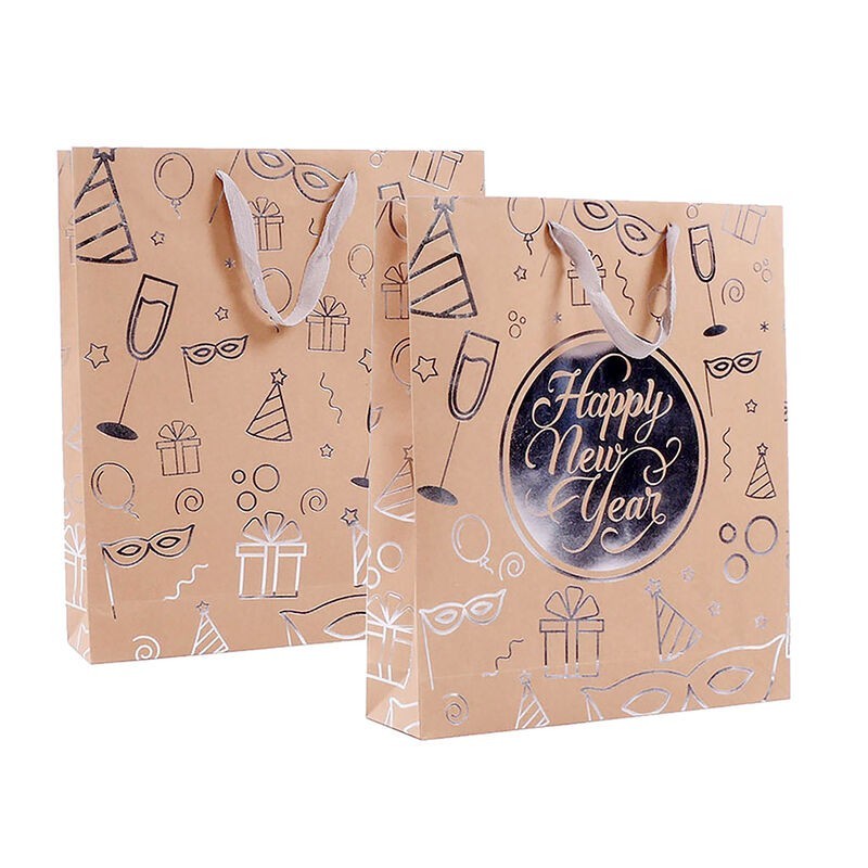 Bolsa cotillon fin de año plata con asa 36x42x9,5