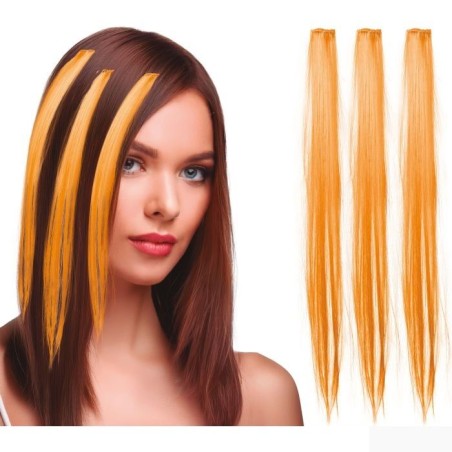 Mechones para el pelo de 50 cm 3 uds elige color