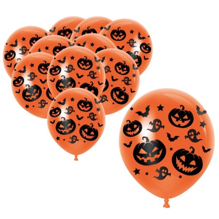 Globos naranjas calabazas 10 uds 30 cm-TusDisfraces