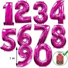 Globo numero color fucsia 100 cm helio o aire Tus disfraces baratos