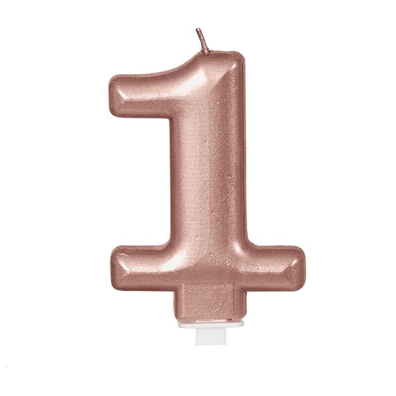 Vela oro rosa 8 cm tarta cumpleaños