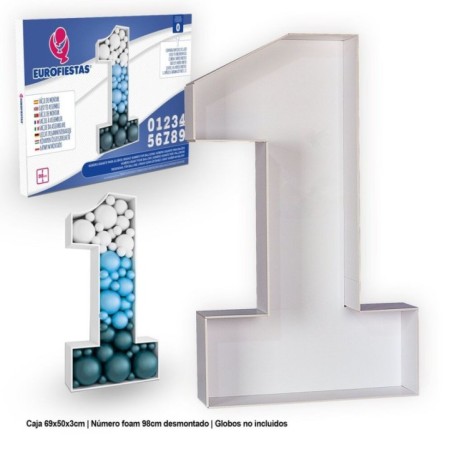 Numero blanco para meter globos 90 cm