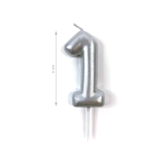 Vela Numero para tarta cumpleaños plata 6 cm-Tus Disfraces Baratos