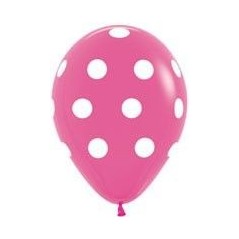 Globo rosa puntos blancos 30 cm 12 unidades 7703340110264 R12 PTR