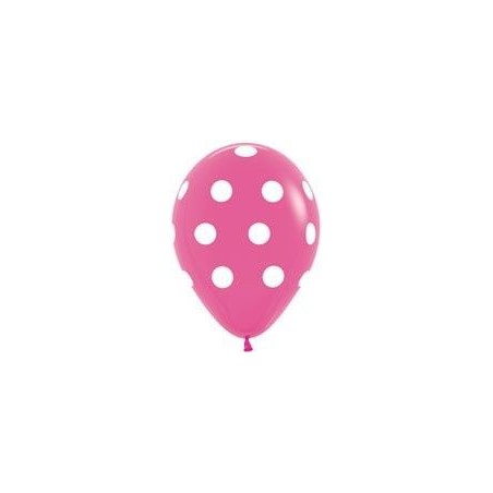 Globo rosa puntos blancos 30 cm 12 unidades 7703340110264 R12 PTR