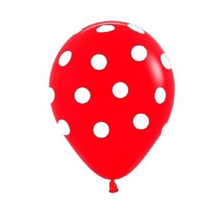 Globo rojo puntos blancos 12 30 cm 12 unidades 7703340134536 R12 PT 015
