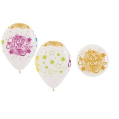 Globos transparente feliz cumpleanos estrellas 12 uds 30 cm 7703340116877 R12 CUMNT