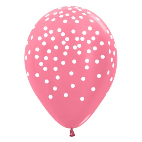 Globos rosa dorado metal con lunares blancos 12 uds 30 cm 7703340133171 R12 CONFRD