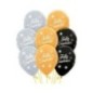 Globo feliz cumpleaños oro plata y negro 6 uds