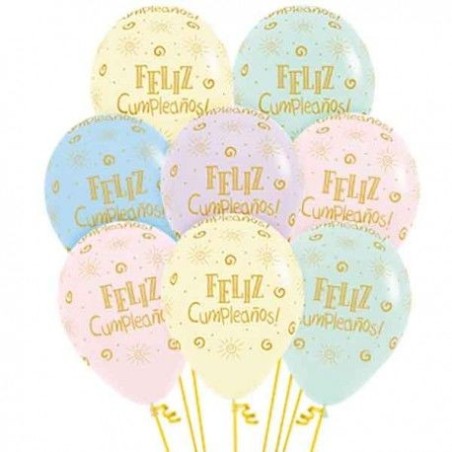 Globos feliz cumpleanos rayito de sol 12 uds de 30 cm 7703340156231 R12 CUMRY
