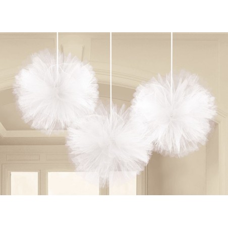 Pompom blanco de Tul fino para decoraciones 3 uds 13051698362 180182 08