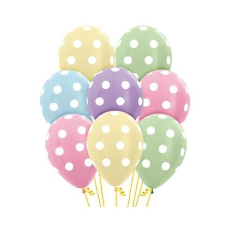 Globos Sempertex colores pastel con lunares 12 uds 30 cm 7703340150529 R12 PTS