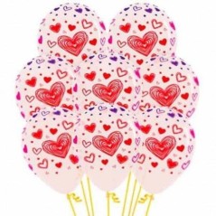 Globos transparentes con corazones 12 uds 30 cm 7703340122984 R12 COR3