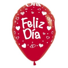 Globos rojos feliz dia 12 uds 30 cm 7703340235523 R12 DIA