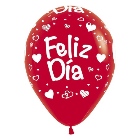 Globos rojos feliz dia 12 uds 30 cm 7703340235523 R12 DIA