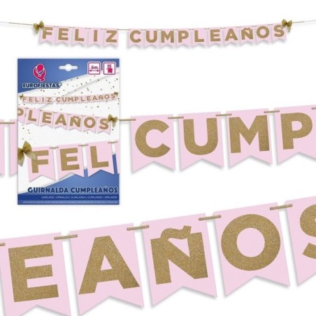 Guirnalda Feliz cumpleanos rosa oro 5 metros 8435127224247 22424