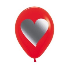 Globos rojos corazon plata metalico 12 uds 30 cm 7703340164472 R12 CORMK