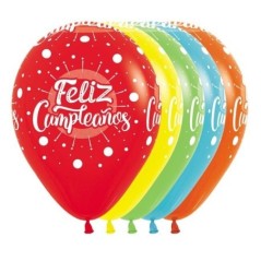 Globos feliz cumpleanos colres 12 uds 30 cm 7703340149424 R12 CUMM