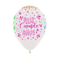 Globo Feliz cumpleanos Neon 12 uds 30 cm 7703340134925 R12 FCO