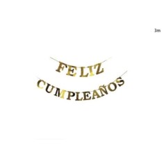 Guirnalda feliz cumpleanos oro 3 mt 8445256580852 958085