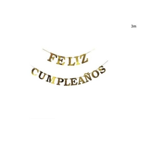 Guirnalda feliz cumpleanos oro 3 mt 8445256580852 958085