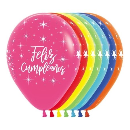 Globos Feliz cumpleanos radiant 12 uds 30 cm Sempertex 7703340157702 R12 CUMR