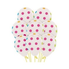 Globos transparentes puntos blancos 12 uds 30 cm 7703340134994 R12 PTT