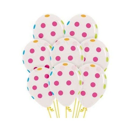 Globos transparentes puntos blancos 12 uds 30 cm 7703340134994 R12 PTT