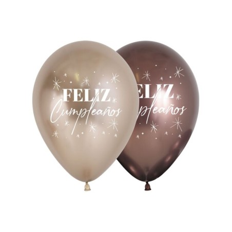 Globos feliz cumpleanos reflex champan y trufa 10 uds 30 cm 7703340386430 R12 FCUMTW