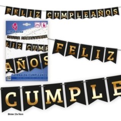 Guirnalda feliz cumpleanos negra 5 metros 8435127224930 22493
