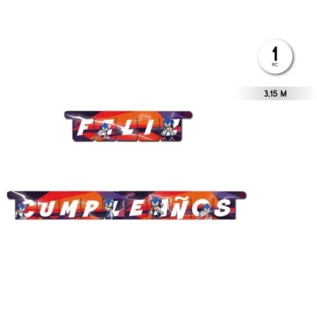 Guirnalda feliz cumpleanos Sonic prime 3 metros 8435743002257 BS10249