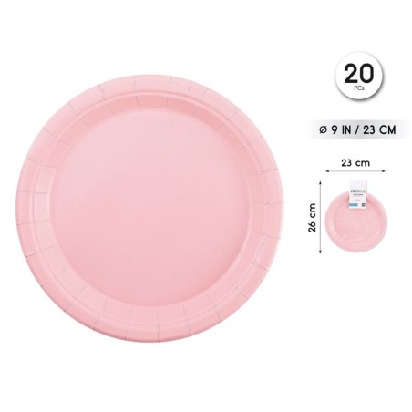 Platos Rosa pastel 20 uds 23 cm 8433584944088 94408