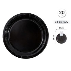 Platos Negro 20 uds 23 cm 8433584944286 94428