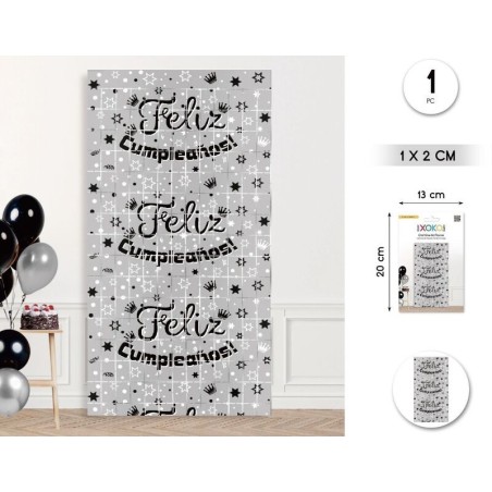 Cortina flecos cumpleanos plata 1x2 metros 8433584956623 95662