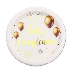 Platos Feliz cumpleanos blancos 6 uds 23 cm 8433584964291 96429