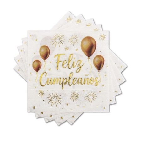 Servilletas Feliz cumpleanos blancas 12 uds 33 cm 8433584964321 96432